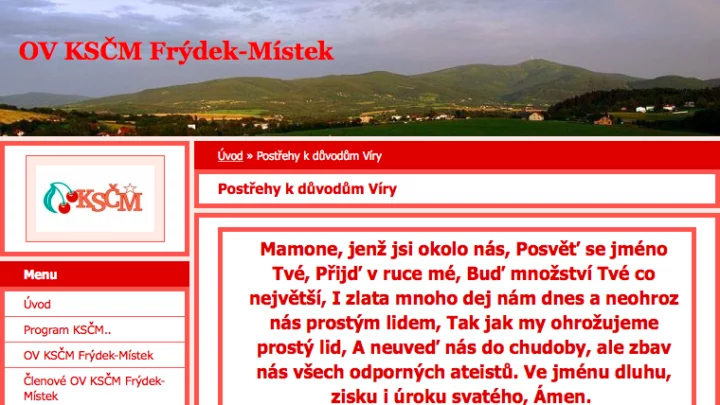 Printscreen OV KSČM Frýdek-Místek