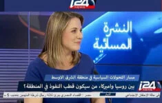 Poslankyně Knessetu Ksenia Světlovová ve studiu arabského vysílání izraelské televize i24news
