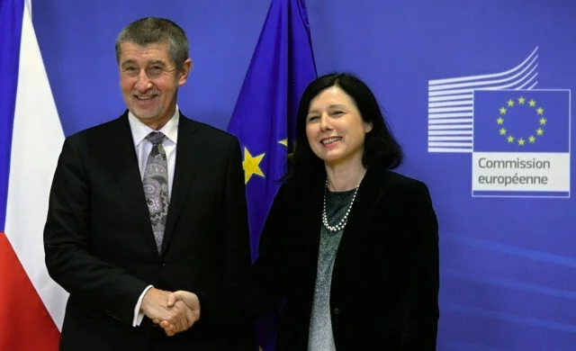 Poslanec Andrej Babiš (ANO) a eurokomisařka Věra Jourová
