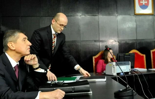 Andrej Babiš u Krajského soudu Bratislava kvůli spolupráci s StB