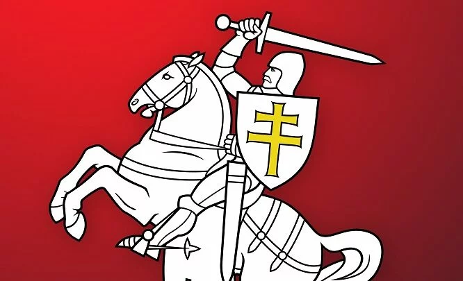 Pahoňa čili rytíř s mečem cválající na koni - znak svobodné Bělorusi 