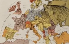 Evropský kontinent v německé politické karikatuře z roku 1914