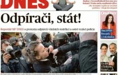 Titulní strana Babišovy Mladé fronty DNES z pondělí 8. března