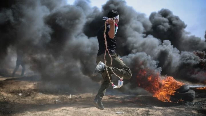 Protest v pásmu Gazy.