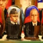 Ve fašistickém Rusku kvete Putinův kult - matrjošky na moskevském Arbatu.