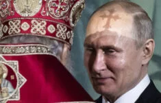 Ruský diktátor Putin a patriarcha moskevský a celé Rusi Kirill.