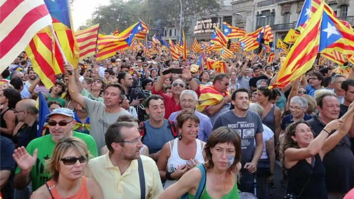 Demonstrace katalánských separatistů.