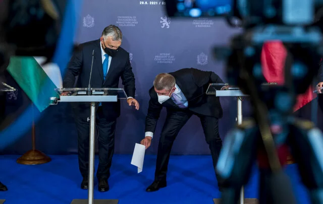 Tisková konference Andreje Babiše a Viktora Orbána v Ústí nad Labem (29. 9. 2021)