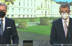 Petr Fiala a Andrej Babiš na společné tiskové konferenci k podpoře očkování