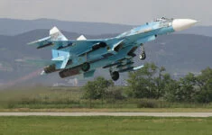 Ukrajinský letoun Su-27 na startu
