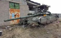 Ruský okupační tank na Ukrajině