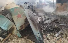 Ruský letoun Su-34 sestřelený nad ukrajinským Černihivem v březnu roku 2022, ilustrační foto
