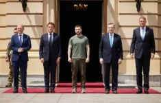 Olaf Scholz, Emmanuel Macron, Volodymyr Zelenskyj, Mario Draghi, Klaus Iohannis
