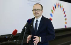 Ukrajinský ministr spravedlnosti Denys Maliuska na zasedání ministrů spravedlnosti a vnitra EU v Praze