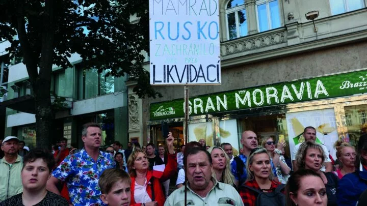 Antisystémová demonstrace na Václavském náměstí v Praze (3. 9. 2022)
