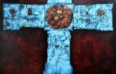 Kříž jako symbol naděje, oltářní obraz v Jedovnicích (Mikuláš Medek, 1963)
