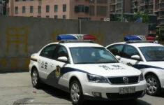 Policejní vůz v Šanghaji. Ilustrační foto