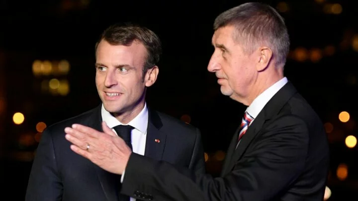 Andrej Babiš (ANO) a francouzský prezident Emmanuel Macron.