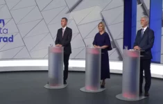 Andrej Babiš, Danuše Nerudová, Petr Pavel při poslední prezidentské debatě na TV Nova.