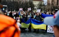 Demonstrace proti válce na Ukrajině