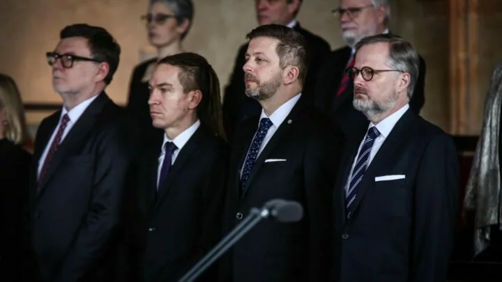 Premiér Petr Fiala a jeho vládní kolegové na inauguraci prezidenta republiky Petra Pavla (9. 3. 2023).