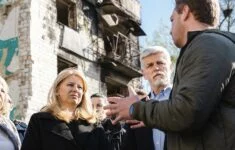 Český prezident Petr Pavel a slovenská prezidentka Zuzana Čaputová během návštěvy Boroďanky.