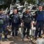 Zbytky kazetové munice shromážděné Státní bezpečnostní službou Ukrajiny v Charkovské oblasti 10. května 2022.