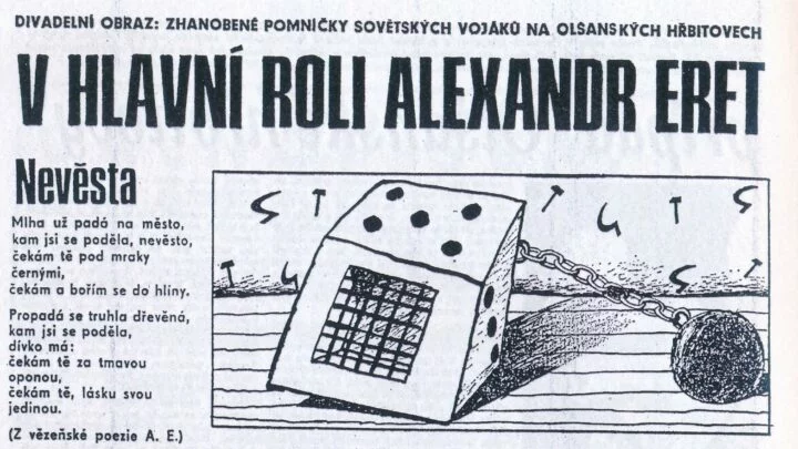 Výřez z článku Karla Hvížďaly a Barbary Šulcové, který vyšel o Eretovi v Mladé frontě (11. 7. 1990).