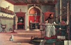 Svatý Augustin ve své studovně, tempera na plátně od benátského renesančního malíře Vittora Carpaccia (1502).