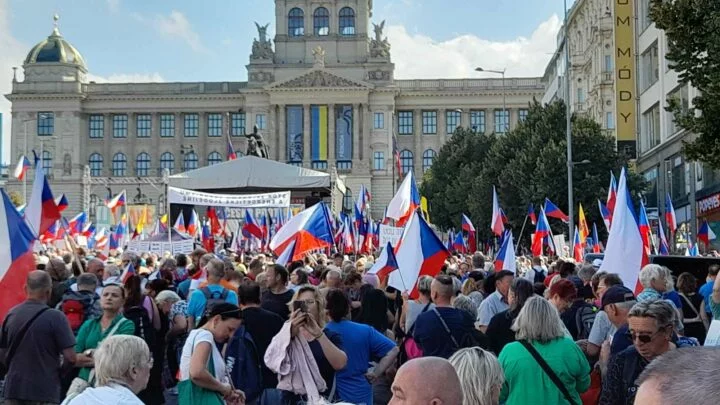 Demonstrace Jindřicha Rajchla na Václavském náměstí