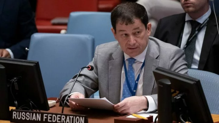 Zástupce ruského velvyslance při OSN Dmitrij Poljanskij.