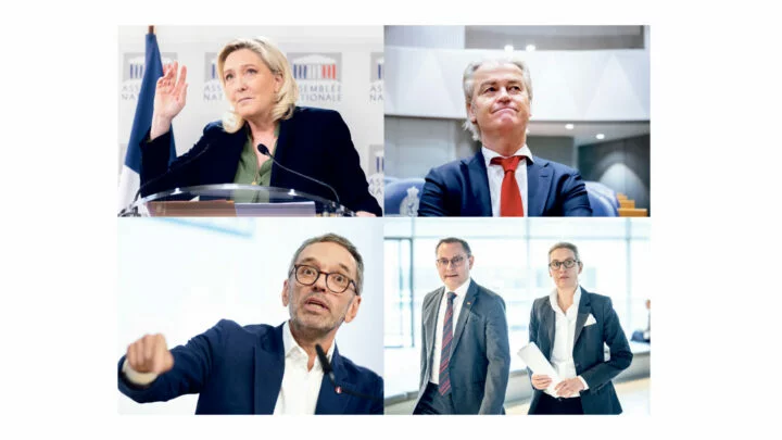 Lídři evropských krajně pravicových uskupení: Francie – Marine Le Penová (Národní sdružení), Nizozemsko – Geert Wilders (Strana pro svobodu), 
Rakousko – Herbert Kickl (Svobodná strana Rakouska), Německo – Tino Chrupalla a Alice Weidelová (Alternativa pro Německo)
