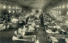 Pohotovostní nemocnice v Camp Funston v Kansasu v roce 1918.