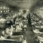 Pohotovostní nemocnice v Camp Funston v Kansasu v roce 1918.