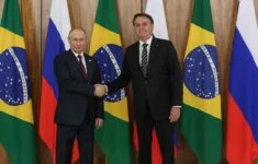 Ruský diktátor Putin na návštěvě u dnes už bývalého brazilského prezidenta Bolsonara (2019).