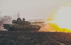 Ukrajinský tank na frontě.