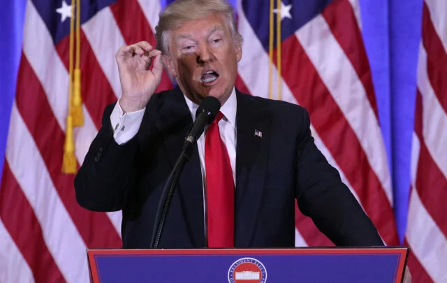 Donald Trump na tiskové konferenci v New Yorku