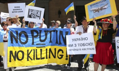 Demonstrace proti ruské agresi na Ukrajině, ilustrační foto (ČTK)