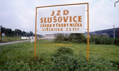 Dobová reklamní fotografie Agrokombinátu Slušovice z roku 1982, která sloužila pro prezentaci výrobního programu na zemědělských výstavách v Českých Budějovicích a ve slovenské Nitře. (ČTK)