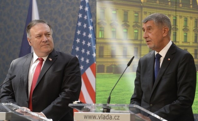 Americký ministr zahraničí Mike Pompeo a premiér Andrej Babiš  (ČTK)