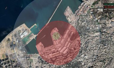 Místo výbuchu v Bejrútu  (Twitter @FreakingBeasts)