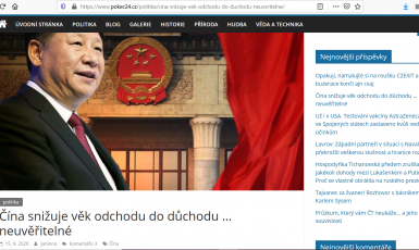 Lež o čínských důchodech šířená komunistou Vojtěchem Filipem  (print screen Pokec24)