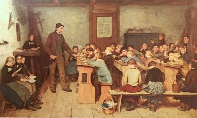 Vzdělávací proces se neustále vyvíjí (Albrecht Anker, venkovská škola, olej, 1896) (wikipedie)