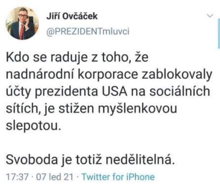Twitter Jiřího Ovčáčka 