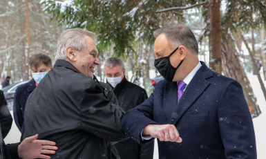 Prezident Miloš Zeman a polský prezident Andrzej Duda. (twitter @prezydentpl)