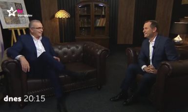 Miroslav Kalousek a Jaromír Soukup v debatě na TV Barrandov (screenshot facebook Barrandov.tv)