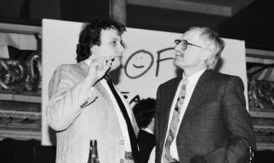 Šedá zóna z "prognosťáku": V. Dlouhý a V. Klaus na sněmu OF v Praze (1991) (ČTK (Michal Doležal))