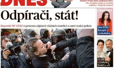 Titulní strana Babišovy Mladé fronty DNES z pondělí 8. března (screenshot MF DNES)