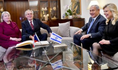 Miloš Zeman a Benjamin Netanjahu s manželkami (Jeruzalém, 27. 11. 2018) (ČTK (Vít Šimánek))