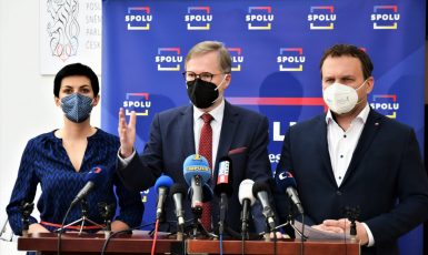 Petr Fiala (ODS), Markéta Pekarová Adamová (TOP 09), Marian Jurečka (KDU-ČSL) (ODS / se souhlasem autora)